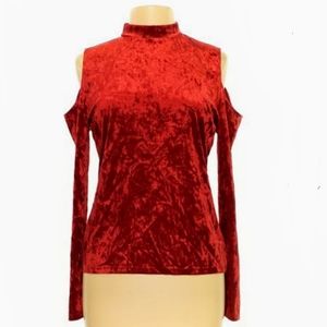 Faux Red Velvet Top size L